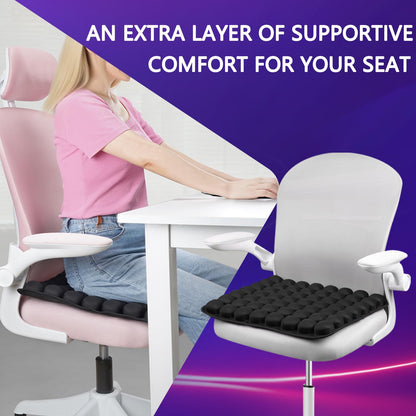 SUNFICON Air Cushion Inflatable Chair Air Seat Cushion Car Portable Breathable Comfort Cushion Office Wheelchair Pad Orthopedics Pain Pressure Relief Cushion Camping Seat Mat 18 x 16 x1 in Black