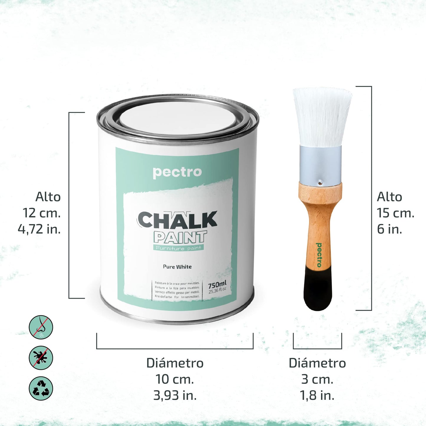Chalk Paint for Furniture 25 fl.Oz. (750ml) + Special Chalk Paint Brush - Furniture Paint no Sanding or Priming - Chalk Finish Wood Paint - DIY Projects Home Decor & Improvement (ANTIQUE WHITE)