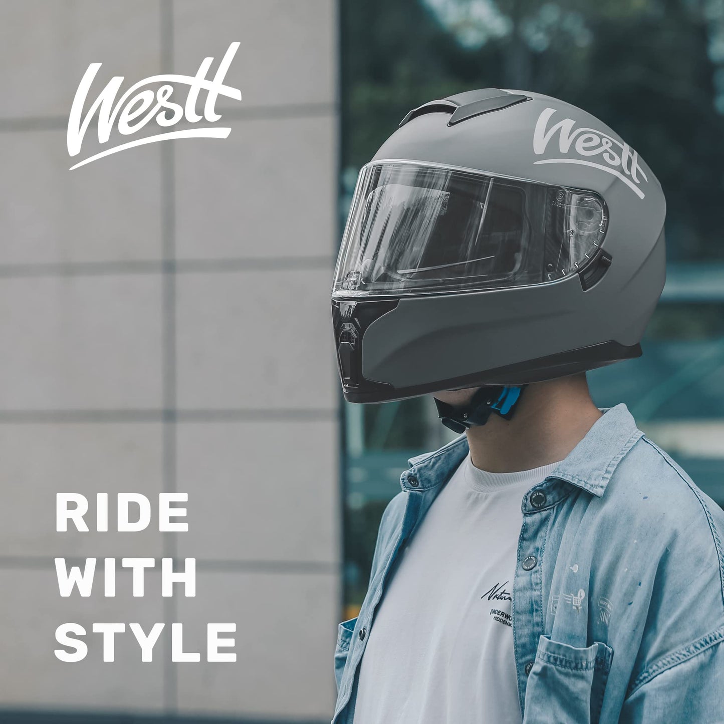 Westt Motorcycle Helmets Full Face Helmets - Street Bike Helmet with Dual Visor DOT Approved for Men Women Adults Compact Lightweight Storm X Grey Black White (Grey, L (23.23-23.62 in))