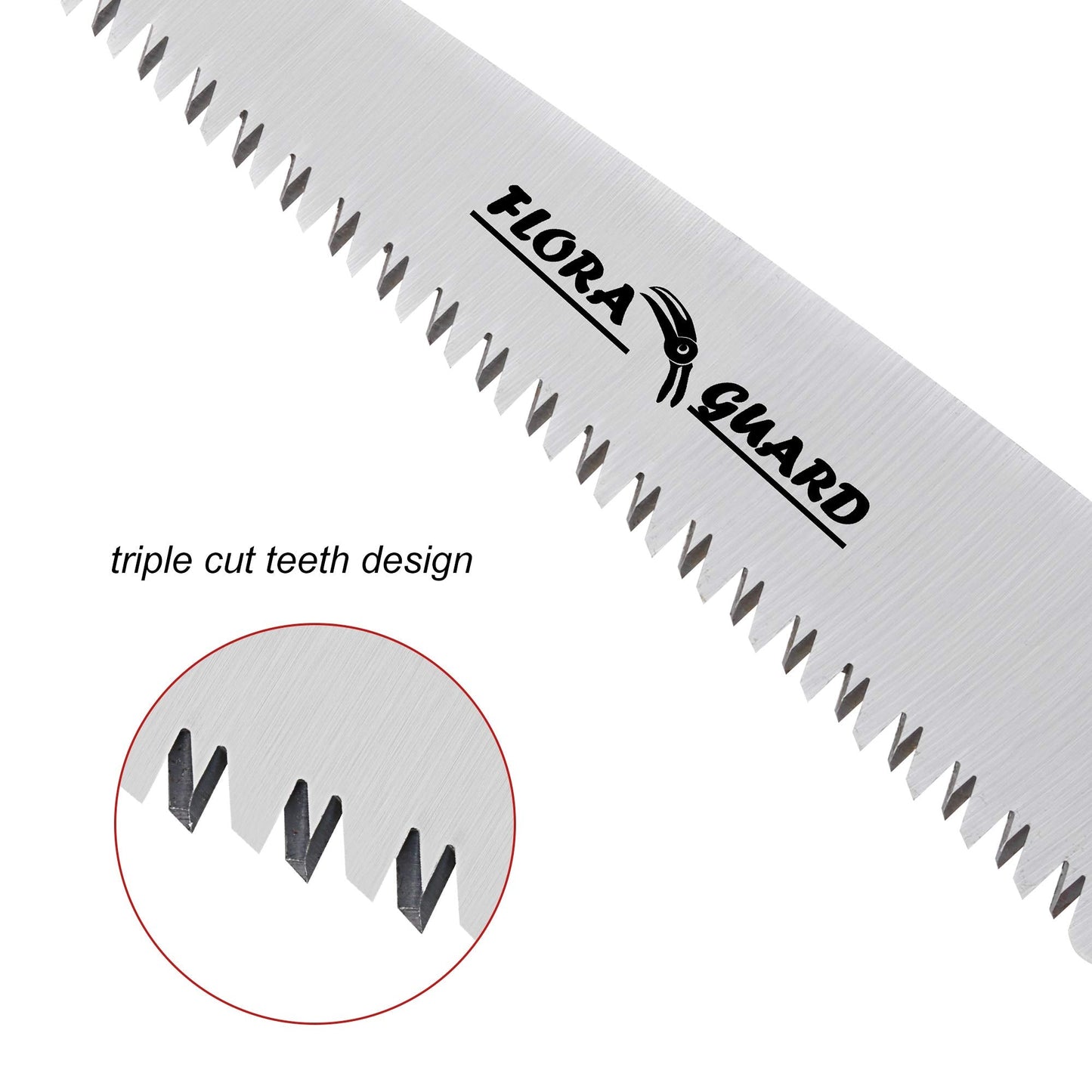 FLORA GUARD 7.7-Inch Folding Saw, Pruning Hand Saw with Triple-Cut Razor Teeth for Wood Cutting, Tree Trimming, and Camping