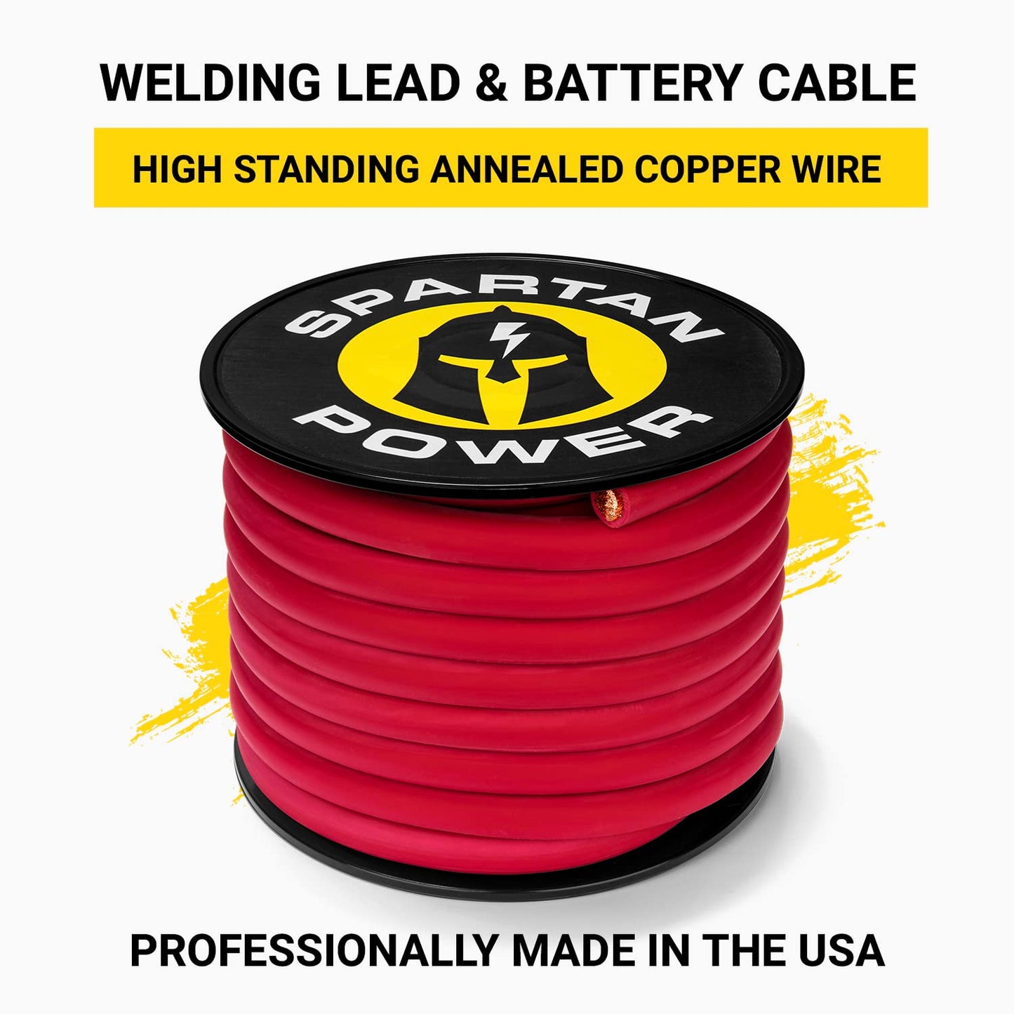 Spartan Power Welding Lead & Car Battery Cable - DIY Bulk Automotive Grade Copper Wire - 600 Volt, 4 AWG, 10 Foot, Red