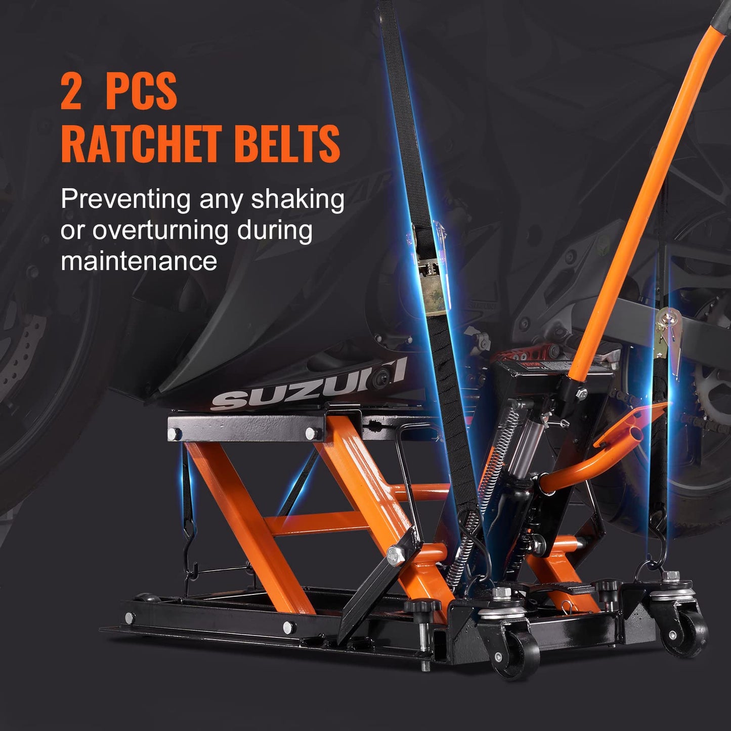 VEVOR Hydraulic Motorcycle Lift Jack 1500 LBS Capacity ATV Scissor Lift Jack Portable Motorcycle Lift Table with 4 Wheels Hydraulic Foot-Operated Hoist Stand for Motorcycle ATV UTV Powersports