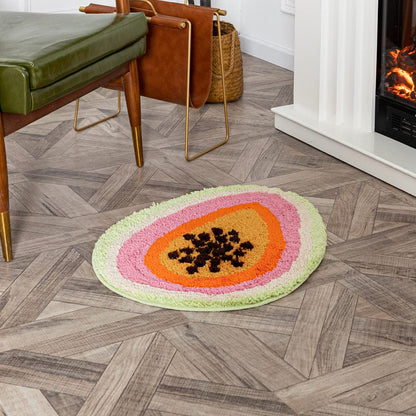 ZSCYD-yingda1992 Passion Fruit Shaped Rug Fruits Bath Mat Area Rug Non-Slip Bathroom Door Soft Cartoon Bathmat for Bedroom Kitchen Home Decor (18.5x25.6in)