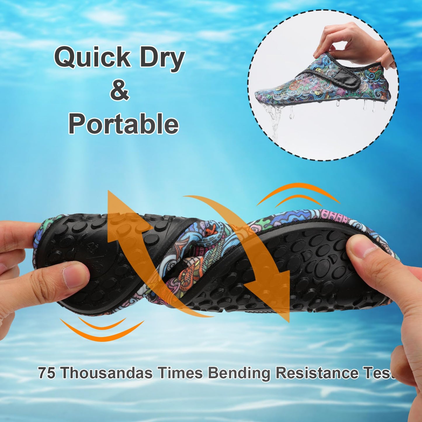 BARERUN Water Shoes Adult Quick-Dry Aqua Sock Barefoot for Beach Swim River Pool Lake Hiking Kayaking Surfing Aqua Sports Outdoor Shoes Black Women Size 8.5-9.5 Men Size 7-7.5