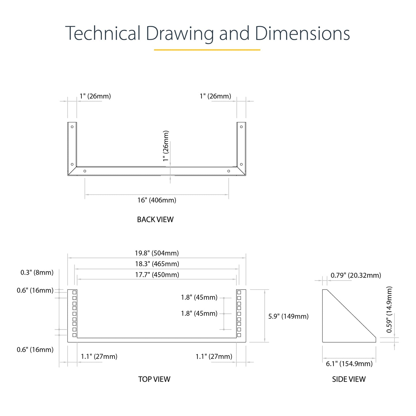 StarTech.com 3U 19" Wall Mount Vertical Rack Bracket, Wall Mount Patch Panel Bracket for Data/AV/IT/Computer Equipment, 3U Rack for Cabinet or Server Room, Supports 150lb (68kg) , TAA (RK319WALLV)