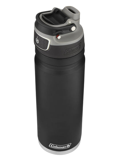 Coleman Autoseal FreeFlow Stainless Steel Water Bottle, Black, 24oz