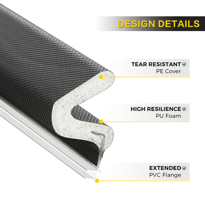 Weather Stripping Door Seal Strip - Soundproof Q-Shaped Foam for Exterior Door Frame, Large Gap Seal, Noise Cancelling, Easy to Install (Black, 26FT)