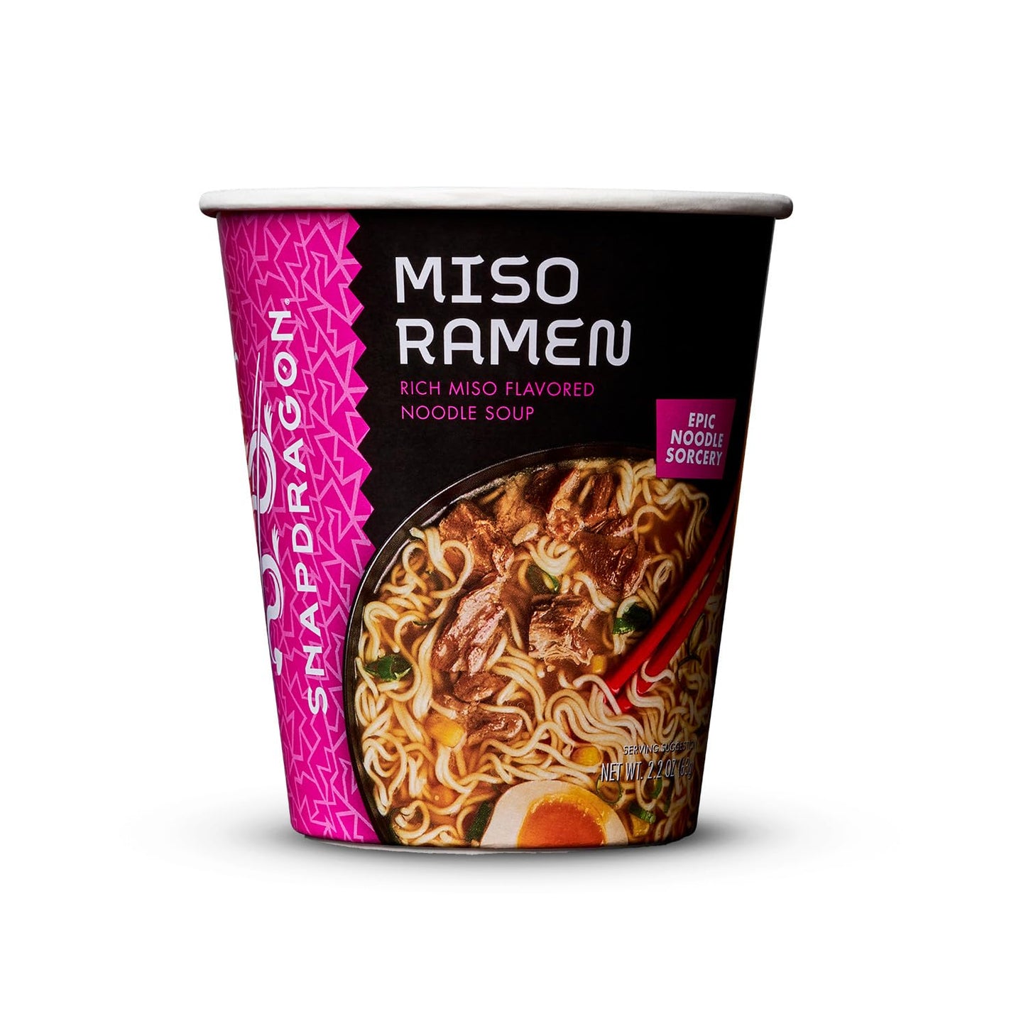 Snapdragon Miso Ramen Cup Noodles - 6 Pack Instant Ramen Bowl with Authentic Wheat Noodles, Soup Sauce Base, Vege Pack and Flavoring Chili Oil. Microwave or Hot Water, Easy Meal Prep