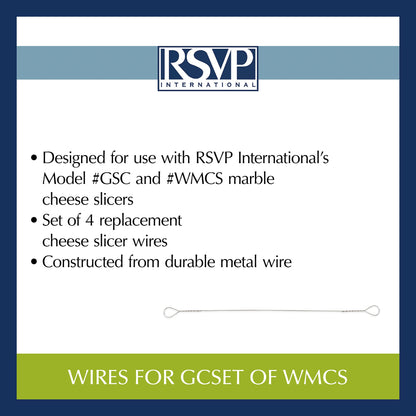 RSVP International Cheese Slicer Cut Cheese, Meats & Other Appetizers, 6x13", Replacement Wires for Green and White Marble