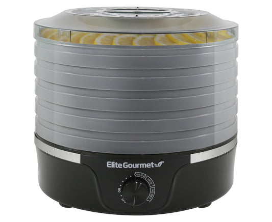 Elite Gourmet EFD319DKG Food Dehydrator, 5 BPA-Free 11.4" Trays Adjustable Temperature Controls, Jerky, Herbs, Fruit, Veggies, Dried Snacks, Black and Grey