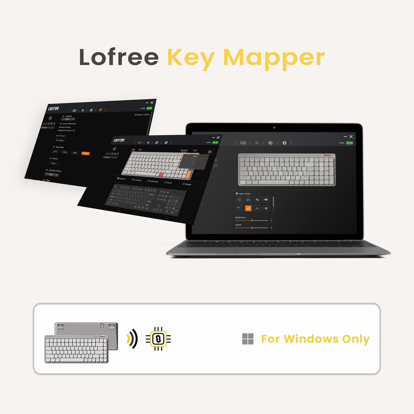 Flow Lite 100 Keys Low Profile Mechanical Keyboard, Swappable Rechargeable Wireless Keyboard with 2.4G Receiver, Bluetooth and Wired Connection for Windows, Mac/Specter Linear Switches (Flamingo)