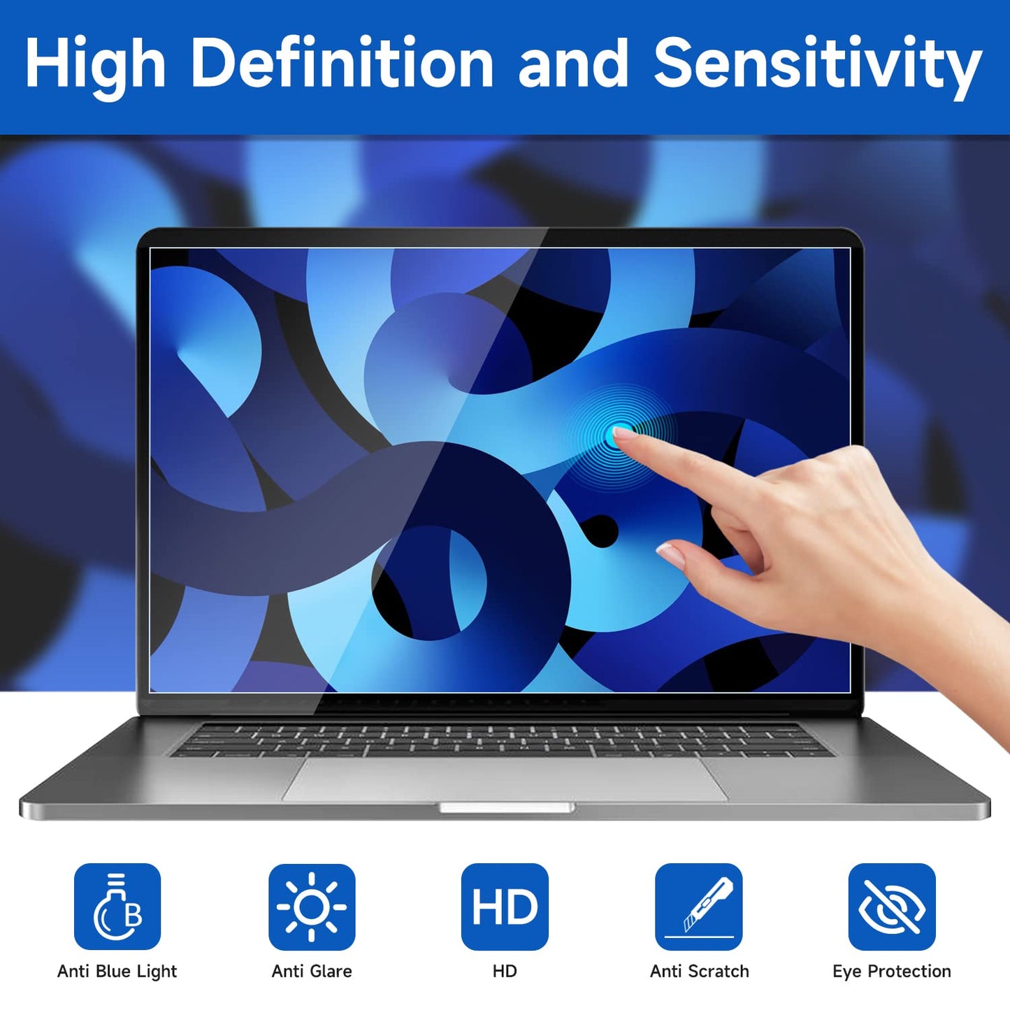 2 Pack 15.6 inch (1920x1080P) Laptop Blue Light Screen Protector, Eye Protection Anti-Scratch and Anti-Glare Screens for Laptops 15.6’’ with 16:9 Aspect Ratio