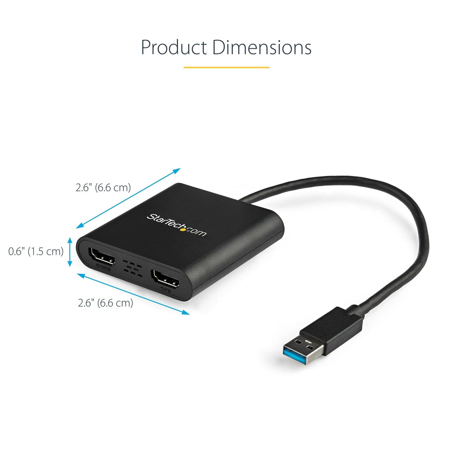 StarTech.com USB 3.0 to Dual HDMI Adapter, USB to 2x HDMI Monitor Converter for Windows, TAA (no support for macOS/ChromeOS/Linux)