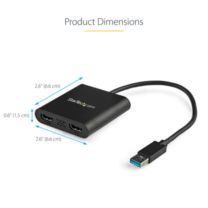 StarTech.com USB 3.0 to Dual HDMI Adapter, USB to 2x HDMI Monitor Converter for Windows, TAA (no support for macOS/ChromeOS/Linux)