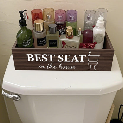 CuffUp Bathroom Decor Box, Toilet Paper Basket 2 Sides Signs Farmhouse Bathroom Toilet Basket Tank Topper Rustic Farmhouse Home Decor for Livingroom Kitchen（One Dark Brown Box）