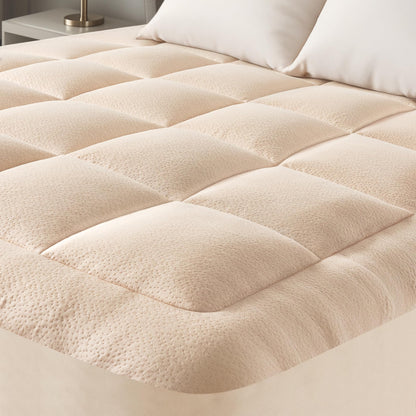 Ultra Soft Twin Size Mattress Topper - Viscose Made from Bamboo Pillow Top Mattress Pad for Back Pain Relief - Naturally Cooling for Hot Sleepers, Beige