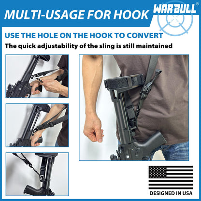 WarBull 2 Point Rifle Sling, QD Swivel Quick Adjust Gun Sling with HK Hook, Soft Shoulder Pad Tactical Rifle Sling for Rifle, Shotgun, Crossbow, Hunting and Outdoor Sports with Keychain Gift (Black)