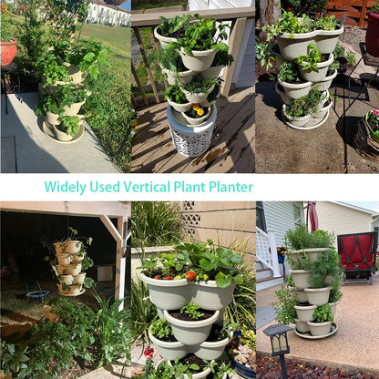 RooTrimmer 5 Tier Vertical Planters Stackable Gardening Planter for Strawberries, Flowers, Herb and Vegetables, White
