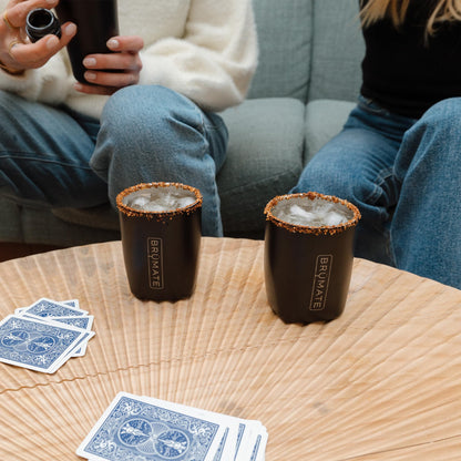 BrüMate Rocks 100% Leak-Proof 12oz Insulated Lowball Cocktail & Whiskey Tumbler - Double Wall Vacuum Stainless Steel - Camping, Travel Tumbler & Cocktail Glass (Blue Agave)