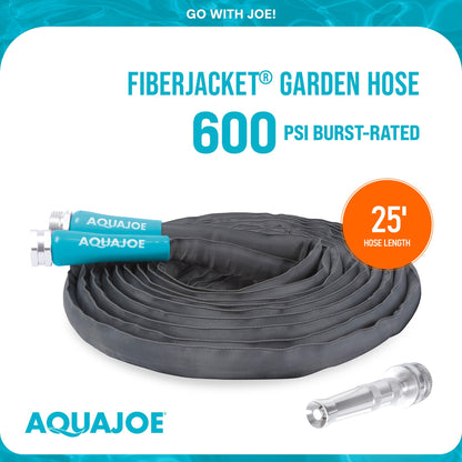 Aqua Joe AJFJH25-58-PRO FiberJacket Non-Expanding Kink-Free Garden, RV, Marine and Camper Hose, Ultra-Lightweight, Drinking Water Safe, ft, 25-Foot x 5/8-Inch