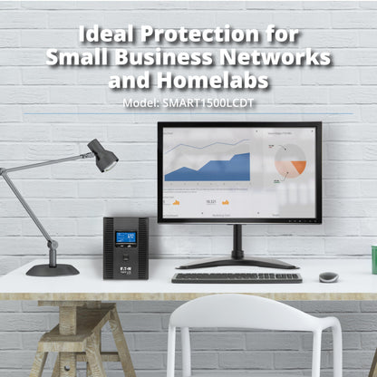 Tripp Lite SMART1500LCDT 1500VA 900W UPS Battery Back Up, AVR, LCD Display, Line-Interactive, 10 Outlets, 120V, USB, Tel & Coax Protection, 3 Year Warranty & Dollar 250,000 Insurance Black