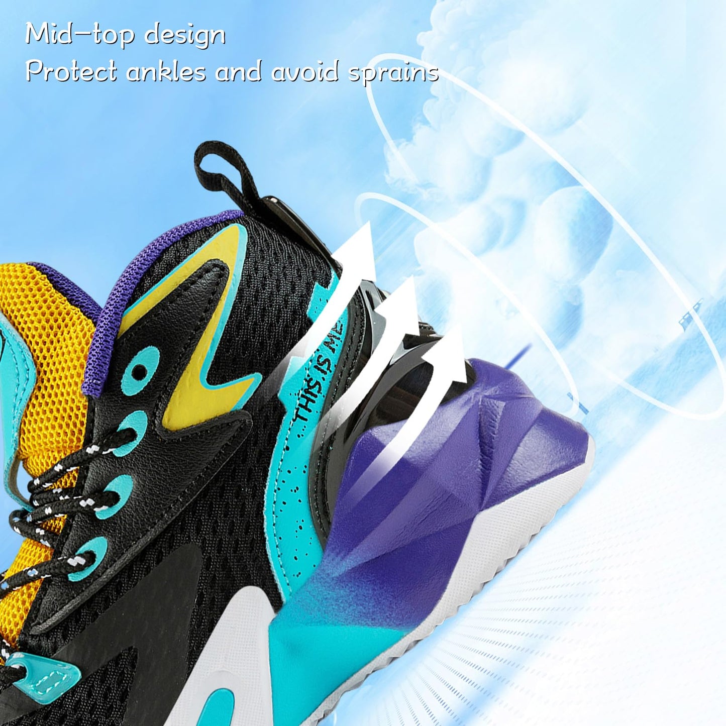 VITUOFLY Kids Basketball Shoes Boys Basketball Sneakers Girls Mid Top School Hoops Shoes Non-Slip Outdoor Sports Running Gym Little Kid Size 1