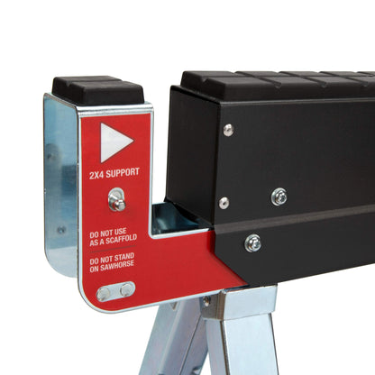 Steelman Adjustable Height Work Table Folding Sawhorses, Set of Two, Durable Steel Construction, Folding Legs, 2x4 Table Support Arms, 2,600 lb. Combined Loading Capacity