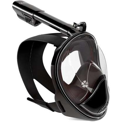 DIVELUX Full Face Snorkel Mask - Black S/M - Innovative Snorkeling Mask - Premium Snorkeling Gear Adults - 180 Panoramic View Scuba Mask - Anti-Fog Anti-Leak Diving Mask w/ Waterproof Case and E-Book