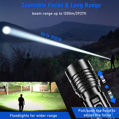 Goreit Flashlights LED High Lumens Rechargeable, 2000 Lumens XHM77.2 Super Bright Flash Light USB, Handheld Flashlight High Powered, Powerful Flashlight Waterproof for Emergency Camping Gift