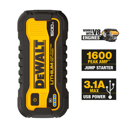 DeWalt DXAELJ16 1600 Peak Amp Jump Starter Battery Booster with USB Power Station