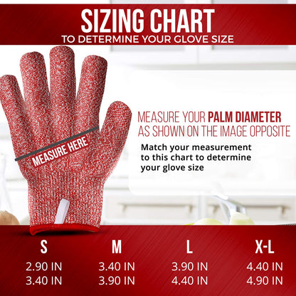 TruChef Premium Cut Resistant Adult Gloves Food Grade - Level 5 Anti-Cut Protection for Meat, Veggies & Wood Carving - Durable, Breathable, Machine Washable - Kitchen Knife Proof Safety Gloves