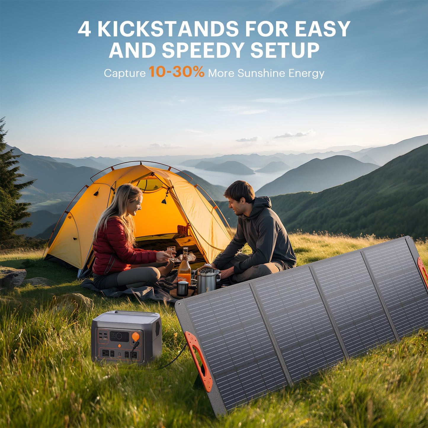 ZOUPW 200 Watt Portable Solar Panel for Power Station,RV Essentials,200W 20V Foldable Solar Charger with Solar Cable,23.5% High Efficiency IP67 Waterproof 4 Kickstands for Camping RV Road Trip