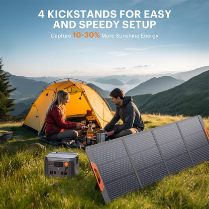 ZOUPW 200 Watt Portable Solar Panel for Power Station,RV Essentials,200W 20V Foldable Solar Charger with Solar Cable,23.5% High Efficiency IP67 Waterproof 4 Kickstands for Camping RV Road Trip
