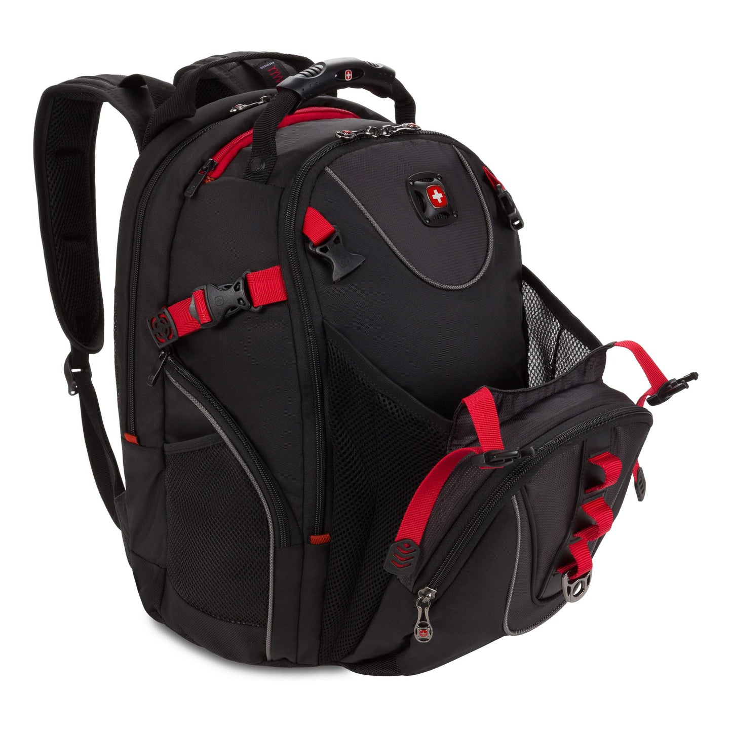 Wenger Maxxum Laptop Backpack, Fits 16 Inch Laptop, Men's and Women's, Black/Red