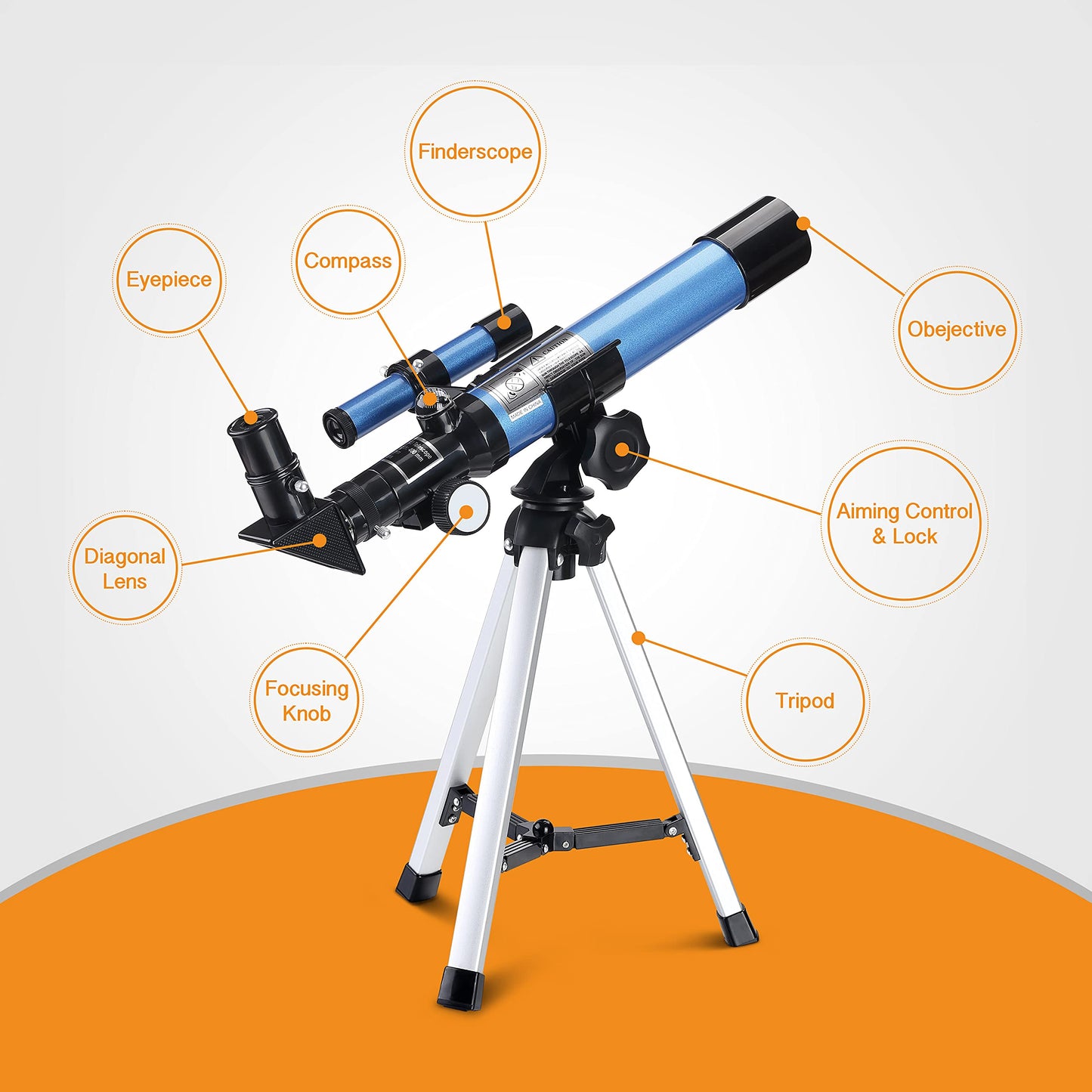 AOMEKIE Telescopes 40/400 with Tabletop Tripod 2 Eyepieces Portable Telescopes for Astronomy Beginners with Finderscope and Compass,Space, Gifts