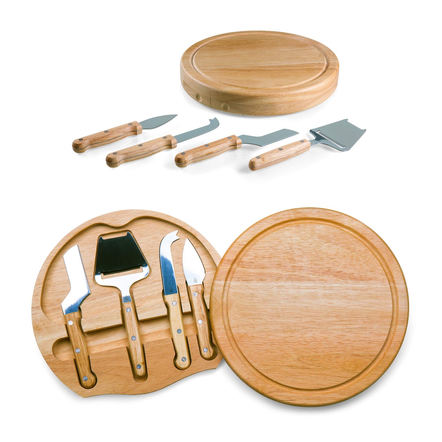 TOSCANA - a Picnic Time brand Circo Cheese Board and Knife Set - Charcuterie Board Set - Wood Cutting Board, (Parawood)
