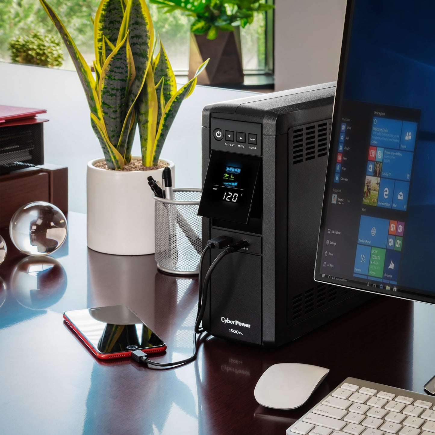 CyberPower CP1500PFCLCD PFC Sinewave UPS Battery Backup and Surge Protector, 1500VA/1000W, 12 Outlets, AVR, Mini Tower; UL Certified