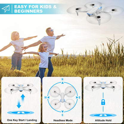 Drone with 1080P Camera for Beginners and Adults, Foldable Remote Control Quadcopter with Voice Control, Gestures Selfie, Altitude Hold, One Key Start, 3D Flips, 2 Batteries, Not water-proof, Toy for Beginners