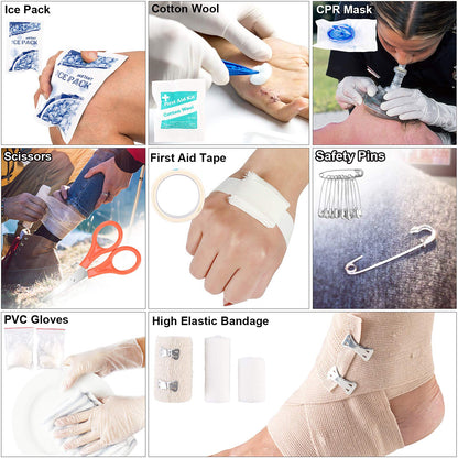 216 Pcs, Professional Survival Gear Equipment Tools First Aid Supplies kit for SOS Emergency Hiking Hunting Disaster Camping Adventures (Black)