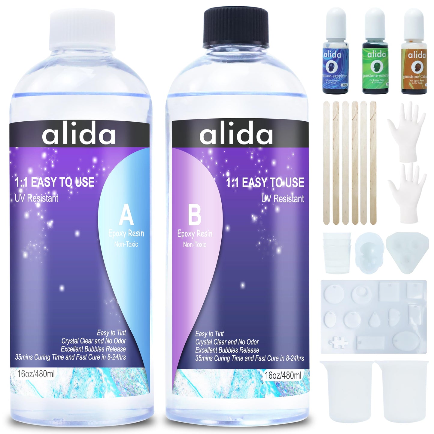 32OZ Crystal Clear Epoxy Resin, Resin Epoxy Desktop, No Yellowing & No Bubbles, Self Leveling 1:1 Mix for DIY Jewelry, Art Casting Resin Epoxy Kit