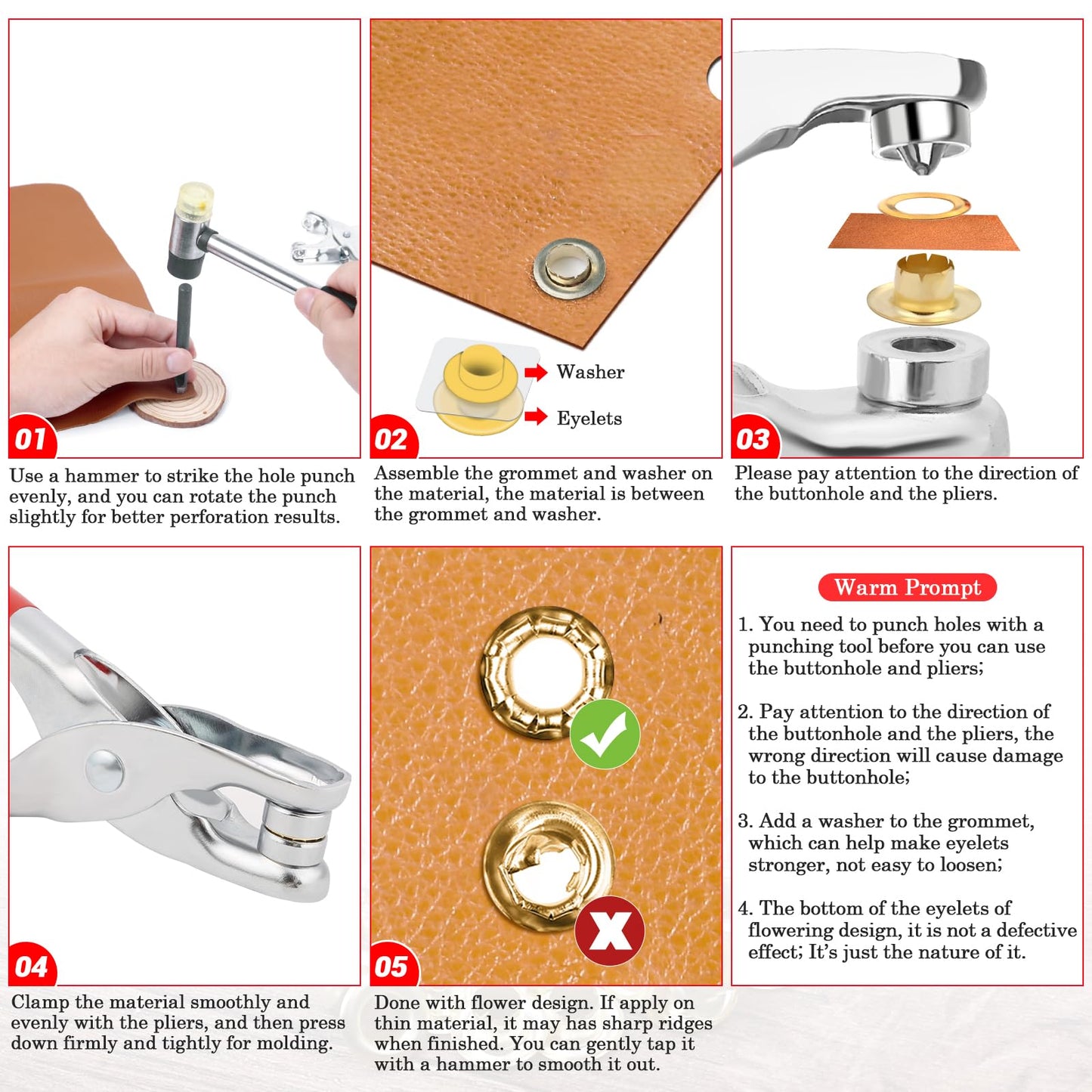 803Pcs Grommet Eyelet Pliers Kit, 1/4 Inch 6mm(Inside Diameter) Grommet Tool Kit with 800 Metal Eyelets with Washers in Gold and Silver, Eyelet Grommet Hand Press kit for Leather/Belt/Shoes/Crafts