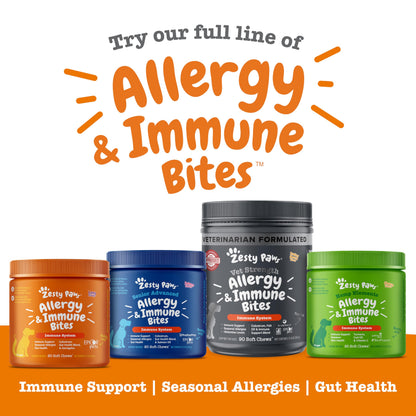 Zesty Paws Dog Allergy Relief - Anti Itch Supplement - Omega 3 Probiotics for Dogs - Digestive Health - Soft Chews for Skin & Seasonal Allergies - with Epicor Pets - Bison - 90ct