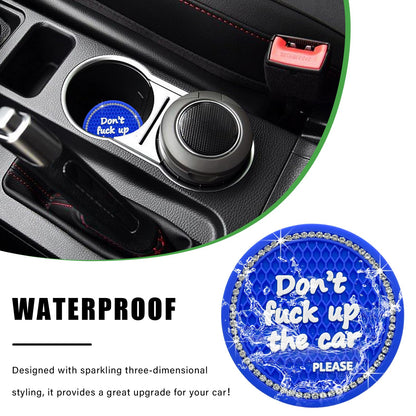 Ziciner 4 Pack Bling Car Cup Holder Coaster, 2.75 Inch Anti-Slip Auto Insert Cup Coaster, Crystal Car Drink Cup Mat Perfect for Women Girls, Universal Interior Decor Accessories (Blue)