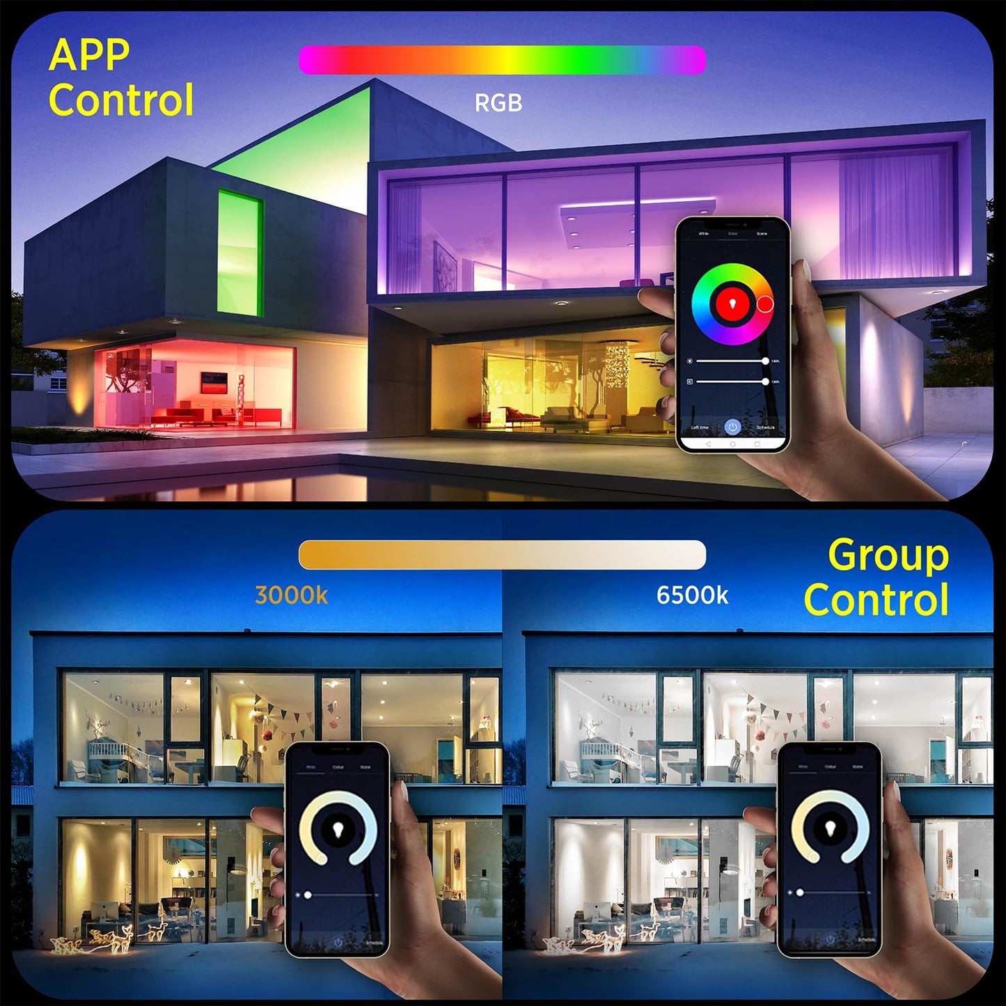 TALOYA Smart Ceiling Light Flush Mount LED WiFi,Compatible with Alexa Google Home,Dimmable Low Profile Ambient Light Fixture for Bedroom Living Room Hallway Kitchen Nursery,12 Inch,RGB