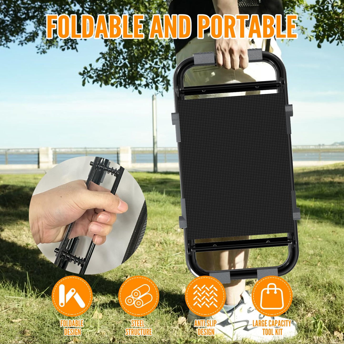 CZZXI Garden Kneeler and Seat, Wider and Thicker Kneeling Pad Heavy Duty Gardening Stool with Gardening Tool Pouch and Bag, Garden Bench/Chair Gifts for Women, Seniors