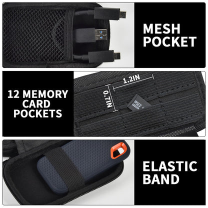 Case Compatible with SanDisk 1TB 2TB 4TB 500GB 8TB for SanDisk Extreme PRO Portable SSD External Hard Drive, Memory Card SD SDXC SDHC Card Storage Holder Organizer (Box Only) Black