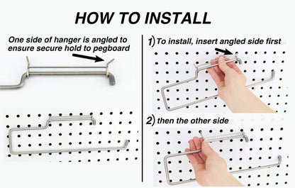 RightArrange One-Handed Tear Pegboard Paper Towel Holder - Stainless Steel - Hooks to Any Peg Board - Pegboard Accessories for Tool Shed, Garage, Workbench, Kitchen, Laundry or Craft Room Organization