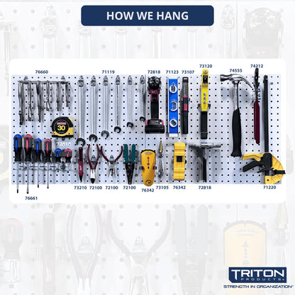 Triton Products Heavy Duty Poly Pegboards - Set of 2 DuraBoard Wall Panels, Each 22" x 18" x 1/4" with 1/4" Holes for Home, Office, Garage, Storage and Organization (White)