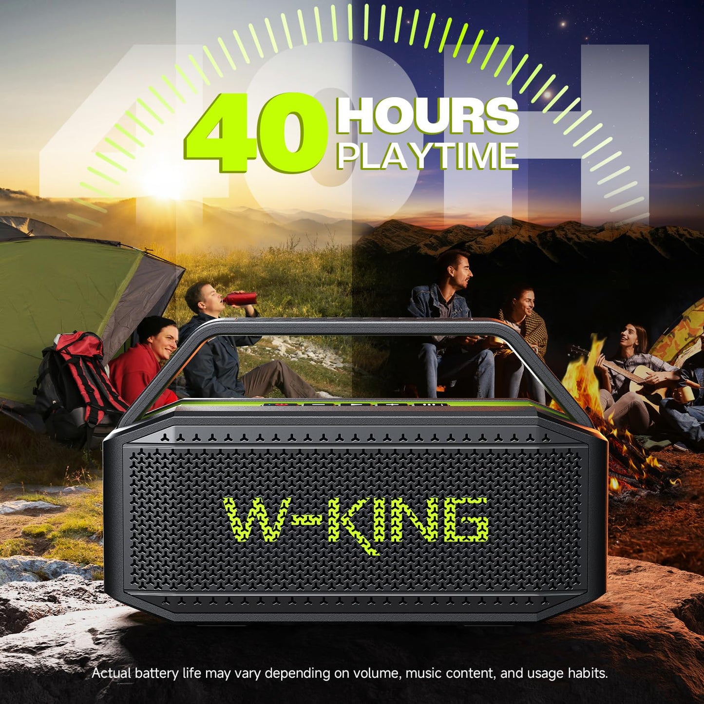 W-KING Portable Loud Bluetooth Speaker Wireless, 100W Max IPX6 Waterproof Outdoor Speaker Subwoofer, 60W Exlarge Passive Radiator- All-Round Rich Bass/40H/EQ/PowerBank/TF/AUX, Party Big Large Boombox
