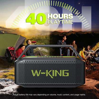 W-KING Portable Loud Bluetooth Speaker Wireless, 100W Max IPX6 Waterproof Outdoor Speaker Subwoofer, 60W Exlarge Passive Radiator- All-Round Rich Bass/40H/EQ/PowerBank/TF/AUX, Party Big Large Boombox
